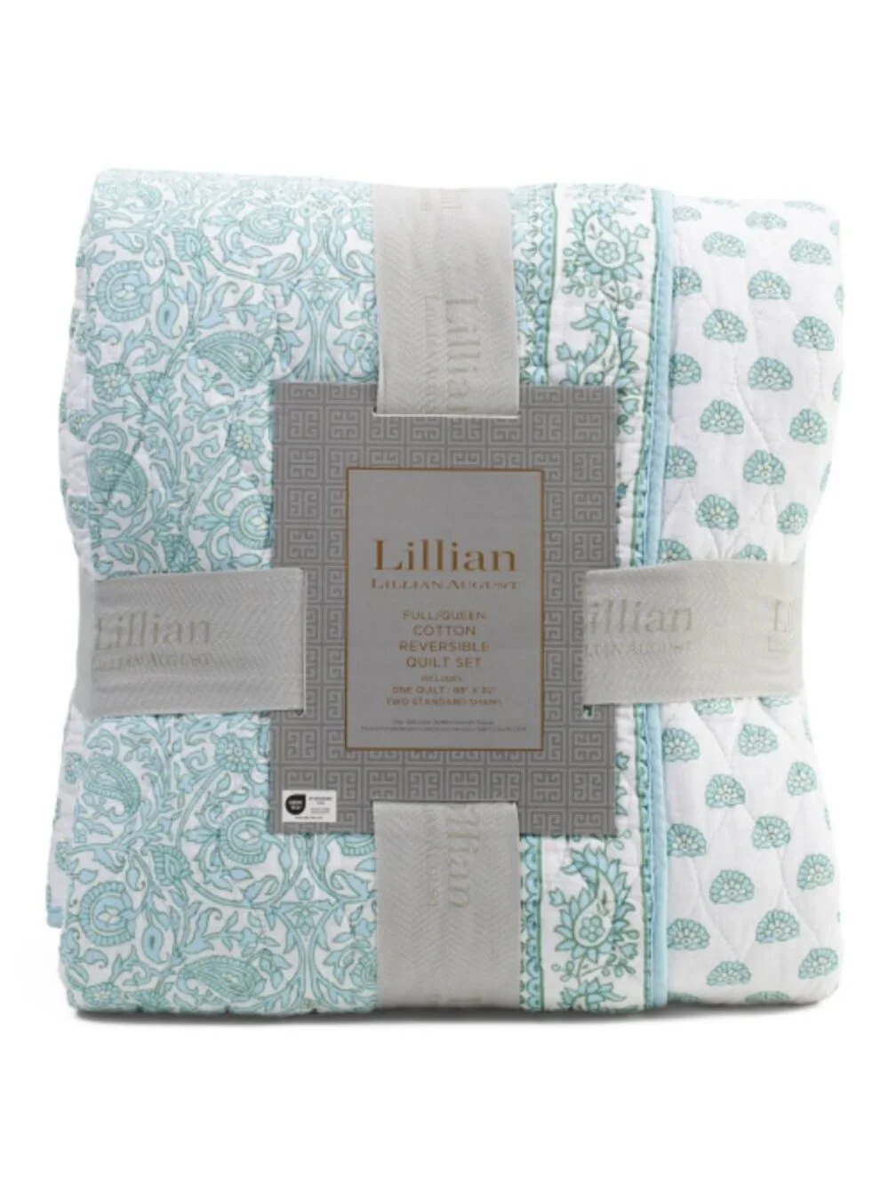 LILLIAN BY LILLIAN AUGUST Penny All Over Paisley Quilt Set With Mitered Pieced B